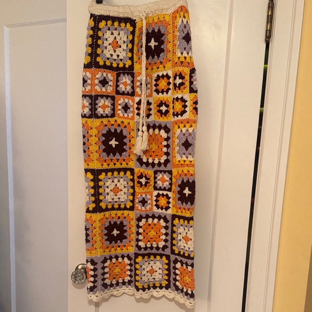 Free People Multicolor Crochet Maxi Skirt. Firm on price.